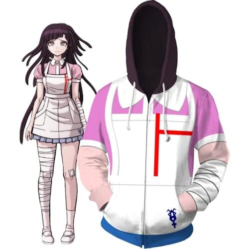 Mikan Tsumiki Anime Danganronpa Monokuma Warm Thicken Unisex Hoodie Sweatshirt Hooded Long Sleeve Daily Casual Coat Jacket