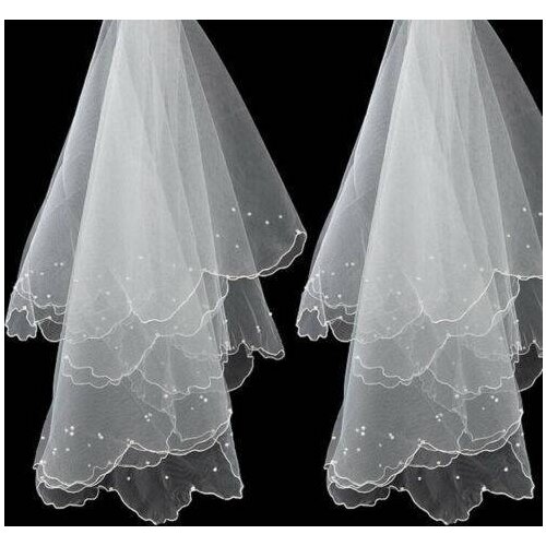 Lovely Short Bridal Veil Pear Wedding Accessory Shoulder Length Simple Elegant