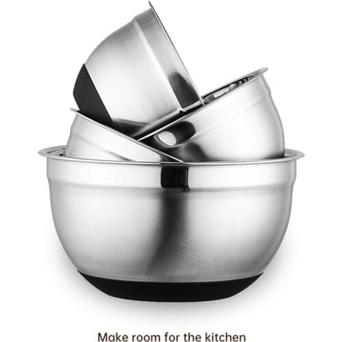 26cm Stainless Steel Mixing Bowl with Cover Salad Mixer Bowl Non-Slip Silicone Bottom Food Storage for Kitchen Cooking Tableware