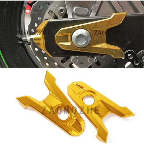 Motorcycle CNC Aluminum Rear Axle Spindle Chain Adjuster Blocks For Kawasaki Z800 2013 2014 2015 2016