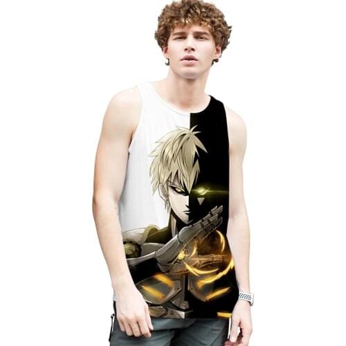 One Punch Man Costume Kpop 3d Bodybuilding Tank Tops Sleeveless Men Women Fitness Vest O-neck Mens Clothing Print Sports 4XL