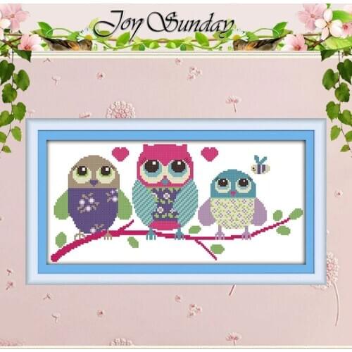 Cartoon Owl Patterns Counted Cross Stitch 11CT 14CT Cross Stitch Set Wholesale Chinese Cross-stitch Kit Embroidery Needlework