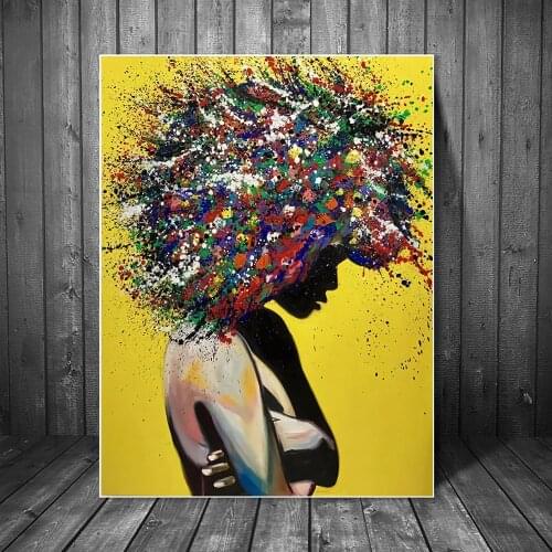 Wall Art Canvas Paintings Abstract African Girl Graffiti Art Posters And Prints Street Art Black Girl Wall Pictures Home