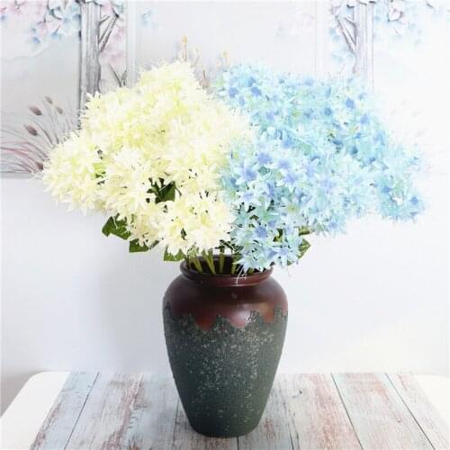 Single Branch 3 Head Hydrangea Artificial Flowers Wedding Bouquet Photography Home Decoration Fake Flowers Hydrangea Wreath