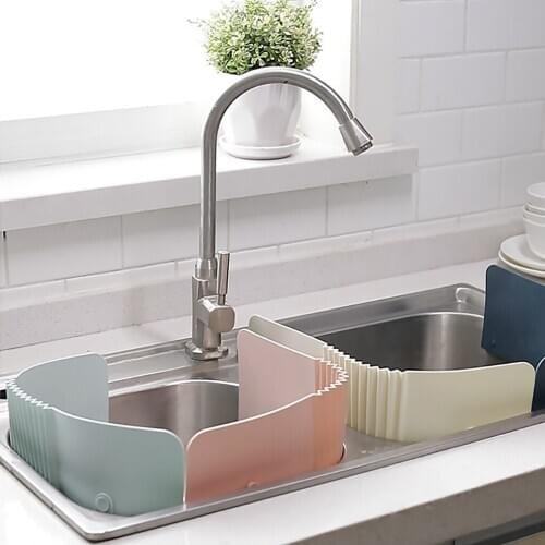 Suction Cup Sink Plate Sink Water Guard TPR Anti-splash Water Baffle Board Foldable Elastic Basin Kitchen Sink Board