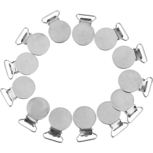 New Hot Sale 20x Round Shape Pacifier Suspender Clips Holder Crafts w Plastic Insert 2cm