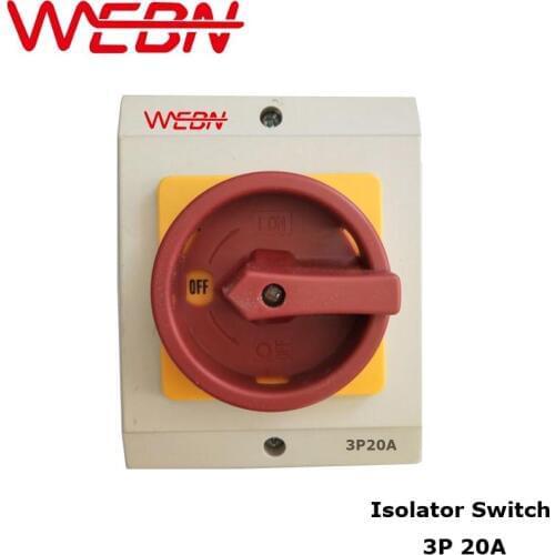 OKP Series Weatherproof Rotary Isolator Switch OKP-20A/3P With Protective Box ON-OFF Power Cutoff Function
