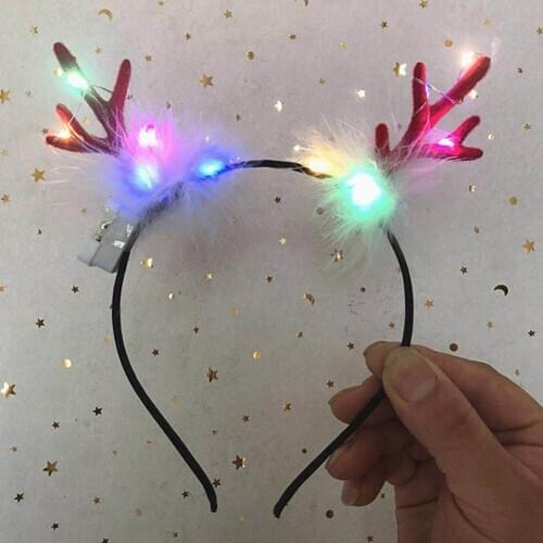 Cute Antler Headband with Luminous LED Light Concert Headwear Christmas Festival Decor