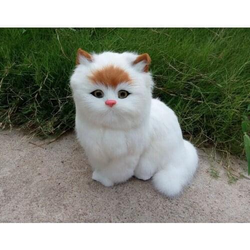 Realistic White Plump Cat Plush Dolls Children Animals Toys Models Simulation Stuffed Plush Cats Toys Home Decor Christmas Gift