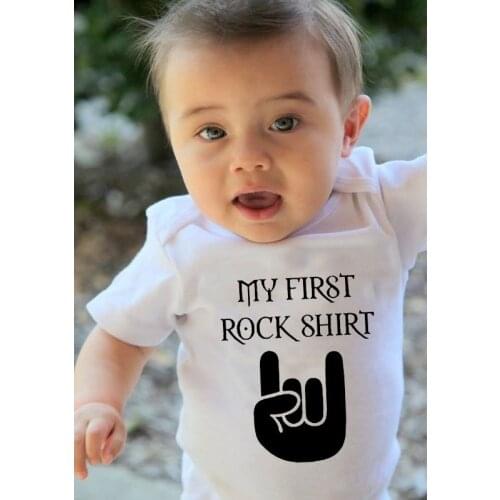 My First Rock Shirt Baby Short Sleeve Cotton Baby Bodysuit Cute Baby Boy Clothes Jumpsuit Infant Outfit Baby Body Rock Shirt