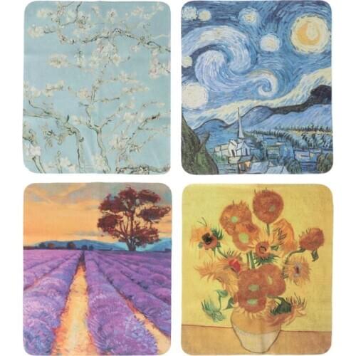 Glasses Cloth Microfiber Clean Lens Dust Wiper Camera Screen Cleaner Soft Suede Vintage oil painting Random Color