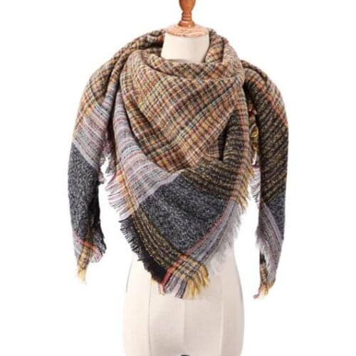 Cheapest New Womens Winter Triangle Scarf Plaid Warm Cashmere Scarves Female Shawls Pashmina Lady Bandana Wraps Blanket Bandana