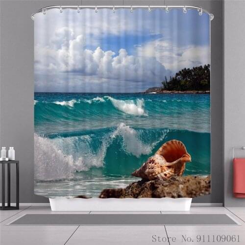 Modern Simple Scenery Waterproof and Mildew Proof Shower Curtain Fashion Polyester Fabric 3D Printed Bathroom Partition Curtain