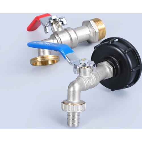 Thicken Nickel-plated brass faucet IBC Tank Adapter S60X6 1/2" 3/4" Garden Hose tap Water Tank Hose Connector Garden tool