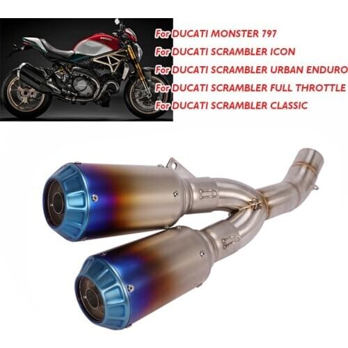 Motorcycle Exhaust System Muffler Escape Silencer Link Tube Connector Section for Ducati Scrambler 800 821