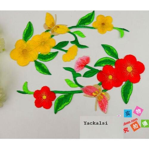 YACKALASI 10 Pcs/lot 3D Floral Cosplay Appliques Iron On Patches Peony Flower Apparel Trim Colored 23*12cm
