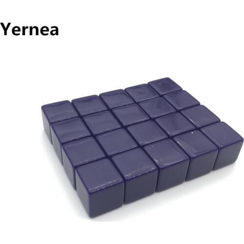 Yernea 50Pcs High-quality 16mm Blank Dice Acrylic Purple Blank Dice Standard Cube DIY and Carving Children Teaching Supplies
