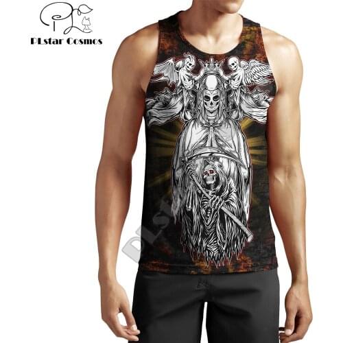 Funny Skull Satanic 3D All Over Printed Men vest Summer Harajuku Sleeveless T-shirt Unisex Casual Polyester Tank Tops BX-57