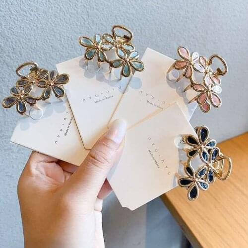 New Hairpins Flower Hair Claw Jewelry Gorgeous Small Clips Metal Headwear Hair Accessories for Girl Headdress Colorful Ornament