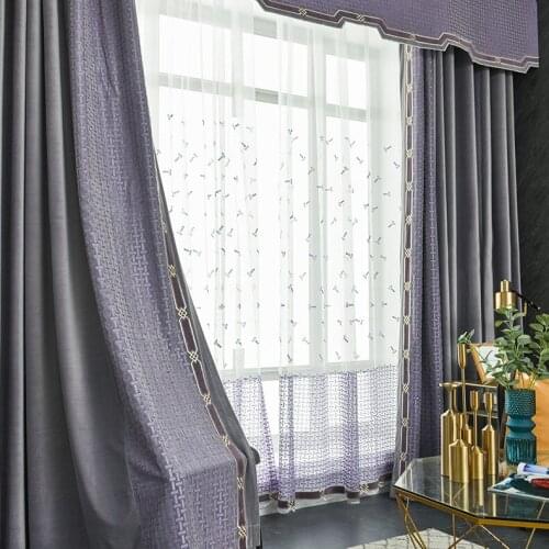 Curtains for Living Room Simple and Modern Thick Shading Nordic Flannel Bay Window Stitching Embroidery Dining Room Bedroom