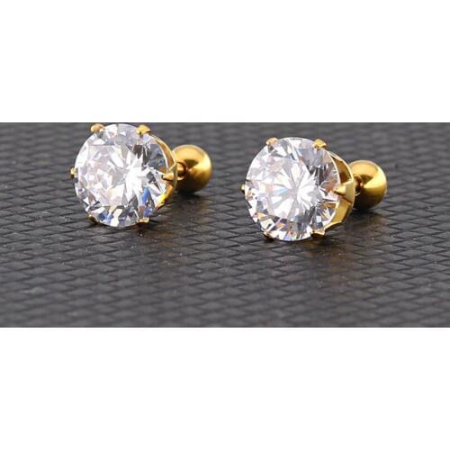 6mm Round Ball Clean AAA Zircon Earring Stud Earrings For Women 316L Stainless Steel Vacuum Plating No Fade No Allergy