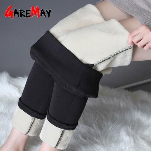 Winter warm pants for women high waisted black pants womens fleece wool trousers Casual Skinny Stretch Leggings Solid Female
