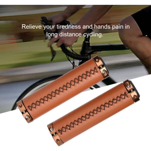 1Pair Faux Leather Bike Gripses Anti-Skid Bicycle Bike Bar Mountain Bike Lock-on Faux Leather Non-Slip Bicycle Handlebar