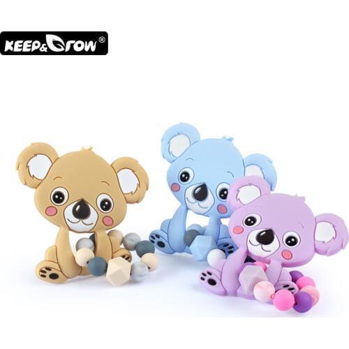 Keep&Grow 1pc Baby Teethers Koala Silicone Bracelet Teething Toys BPA Free Baby Bracelet Necklace Pendant DIY Pacifier Chain