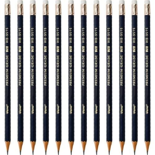 12 Pencils/box quality wood Personality pencil eraser safety environmental protection HB Pencil Students office School supplies