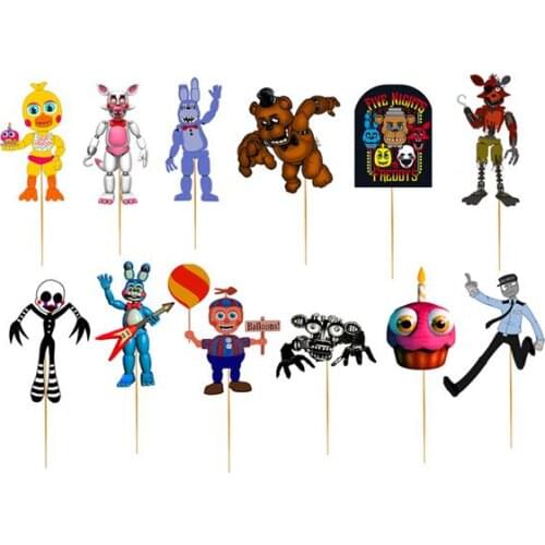 12pcs/lot FNAF Funtime Freddy Cupcake Topper Birthday Baby FNAF Theme Party Cake Topper Cake Decoration Baby Shower Party