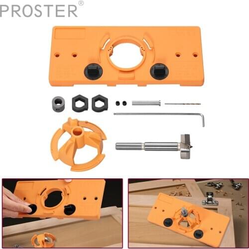 35mm Concealed Cabinet Door Hinge Hole Drilling Jig Woodworking DIY Hand Tools Set with Wrench Positioning Rod Limit Ring Drill