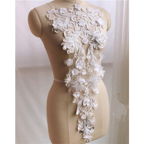 3D beaded flower patch applique for wedding dress Diy sew on embroidered patches garment accessories clothing decoration