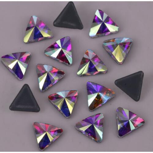Lead Free! High Quality 5mm, 6mm Crystal AB Triangular Pyramid Flat Back Hotfix Rhinestones / Iron On Flat Back Crystals