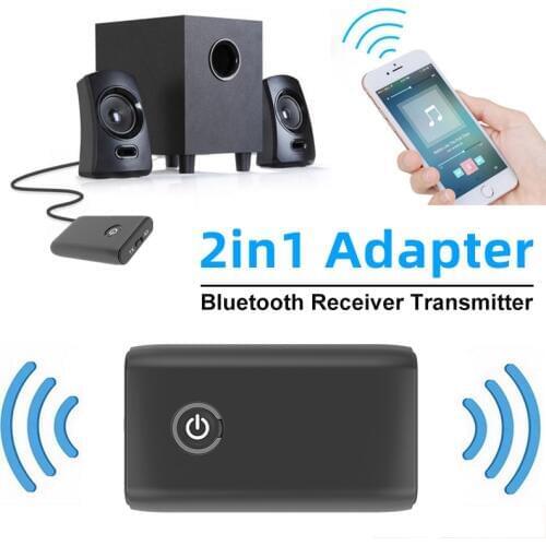 Bluetooth 5.0 Audio 3.5mm Music Stereo Transmitter & Receiver Adapter 2 in 1 USB Wireless Receiver for Smartphone TV PC Tablet