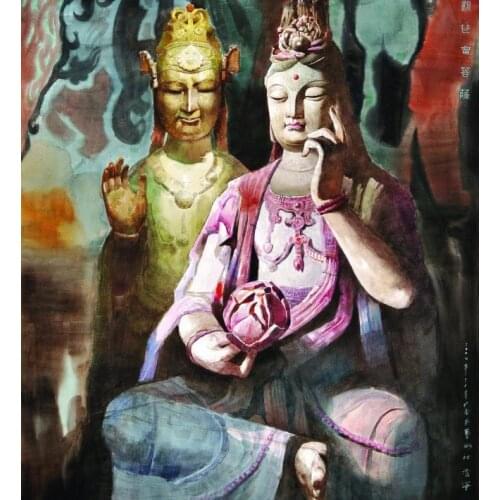 24 " LARGE # Special offer # the Buddha oil painting #HOME Effective protection Bodhisattvas PRINT PAINTING on canvas