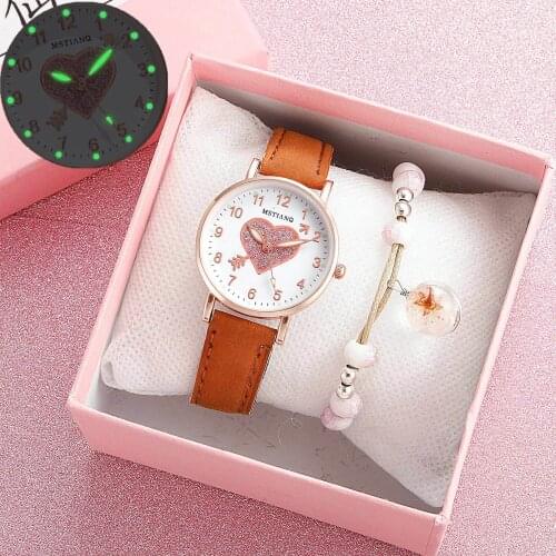 Heart Pattern Womans Watches Small Dial Dress Girls' Watch Leather Strap Female Wristwatches Gift Clock zegarek damski reloj