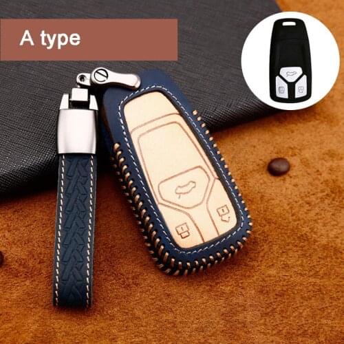 Genuine leather car key cover case fob key shell bag for audi series A1 A3 A4 A5 Q7 A6 a8 C5 C6 A6L 2020 A7 E-tron A8 Q8 C8 D5