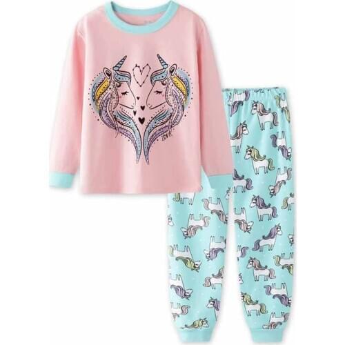 TUONXYE Children Pajamas Cartoon Unicorn Pyjamas Set Pijama Infantil Boys Nightwear Cotton Girls Long Sleeve Sleepwear Suit