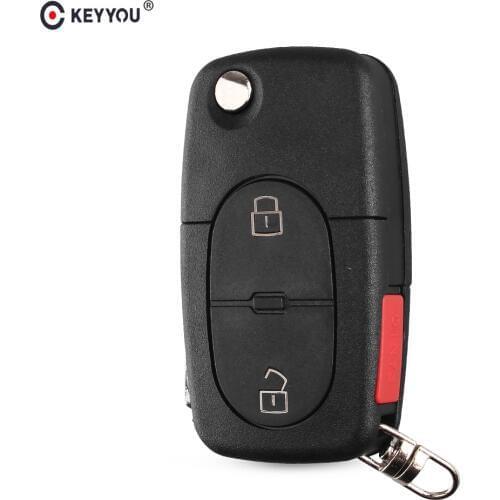 KEYYOU Flip Fob Remote Car Key Shell Case Cover For VW Polo Golf 7 4 6 Passat 3 2+Panic Buttons CR1616