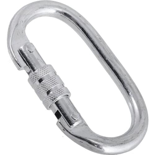 Outdoor Rappelling Exploring Climbing Oval Carbon Steel Carabiner Screw Lock Camping Hiking Climbing Accessories