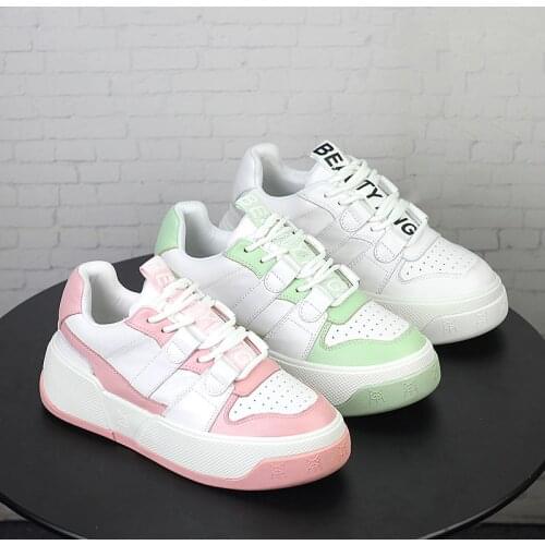 FD29547043 Women Fashion Comfortable Platform Vulcanize Shoes Lace Up Flats Casual Lady Footwear Basketball Shoes
