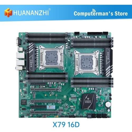 HUANANZHI X79 16D X79 Motherboard Intel XEON Dual E5 LGA2011 All Series DDR3 RECC Non-ECC Memory supports M.2 NVME Workstation