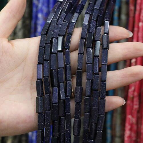 Natural Stone Rectangular Scattered bead agates Blue Sand Stone string Beads for Jewelry Making DIY Necklace Bracelet 4x13mm