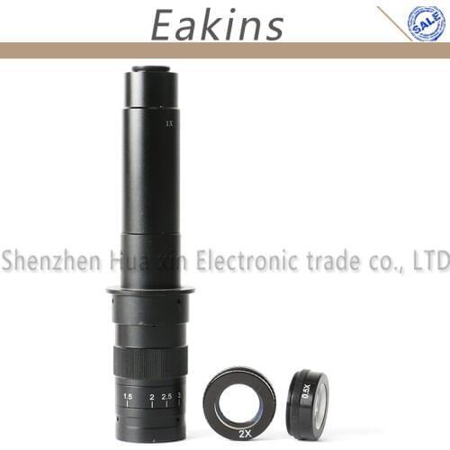 MAX 600X 10X~300X Adjustable Magnification 25mm Zoom C-mount Lens+0.5X/2.0X Barlow Auxiliary Lens For Industry Microscope Camera