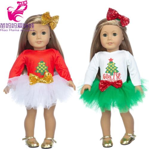 18 inch Girl Doll Clothes skirt Christamas tree for baby doll clothes Dress child baby new year gift