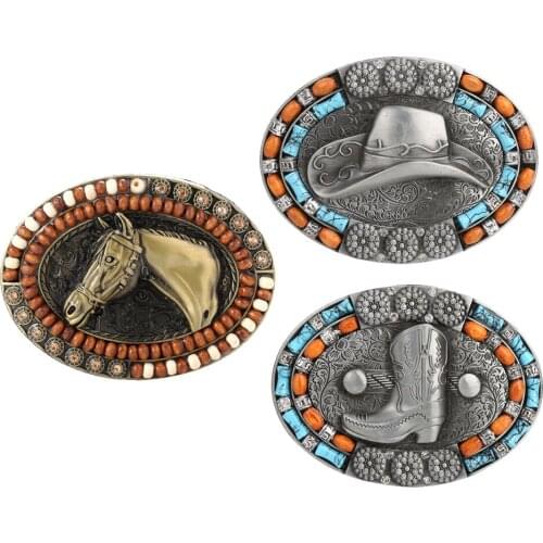 Western Beaded Belt Buckle Biker Cowboy Bohemian Indian Belt Buckle