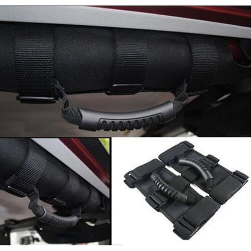 2Pack Black Roll Bar Grab Handles Kit For Jeep Wrangler JK TJ YJ 1987-2018 Strap On Handle Asideros poignees