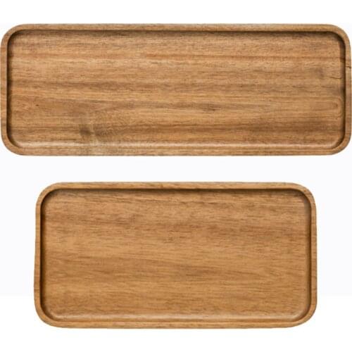 Acacia Serving Tray, Rectangular Solid Wood Flat Bottom Plate, Fruit Plate, Saucer, Tea Tray, Dessert Plate