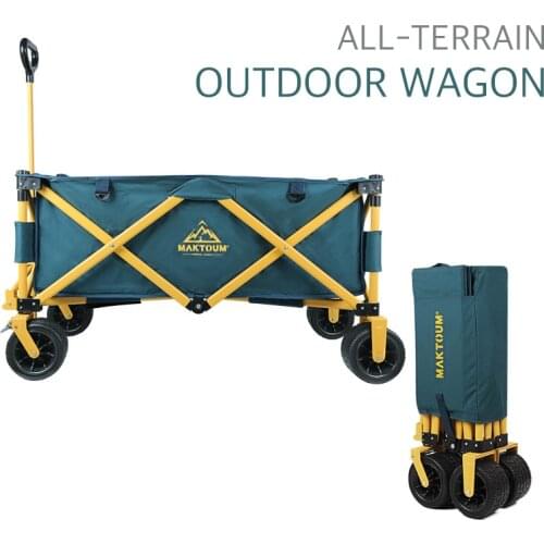 Outdoor Camping Picnic Wagon Trolley Trailer All Terrain Camper Large Wheels Portable Pull Shopping Cart Glamping Gear