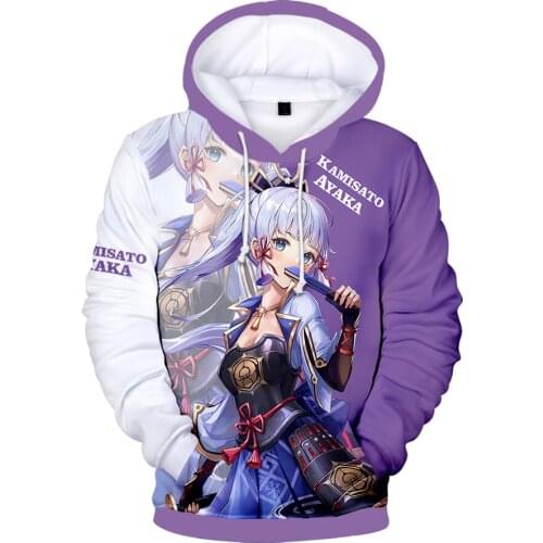 Genshin Impact 3D Prints Hoodies Kamisato Ayaka Unisex Long Sleeve Hooded Sweatshirt Women Men Casual Fashion Clothes